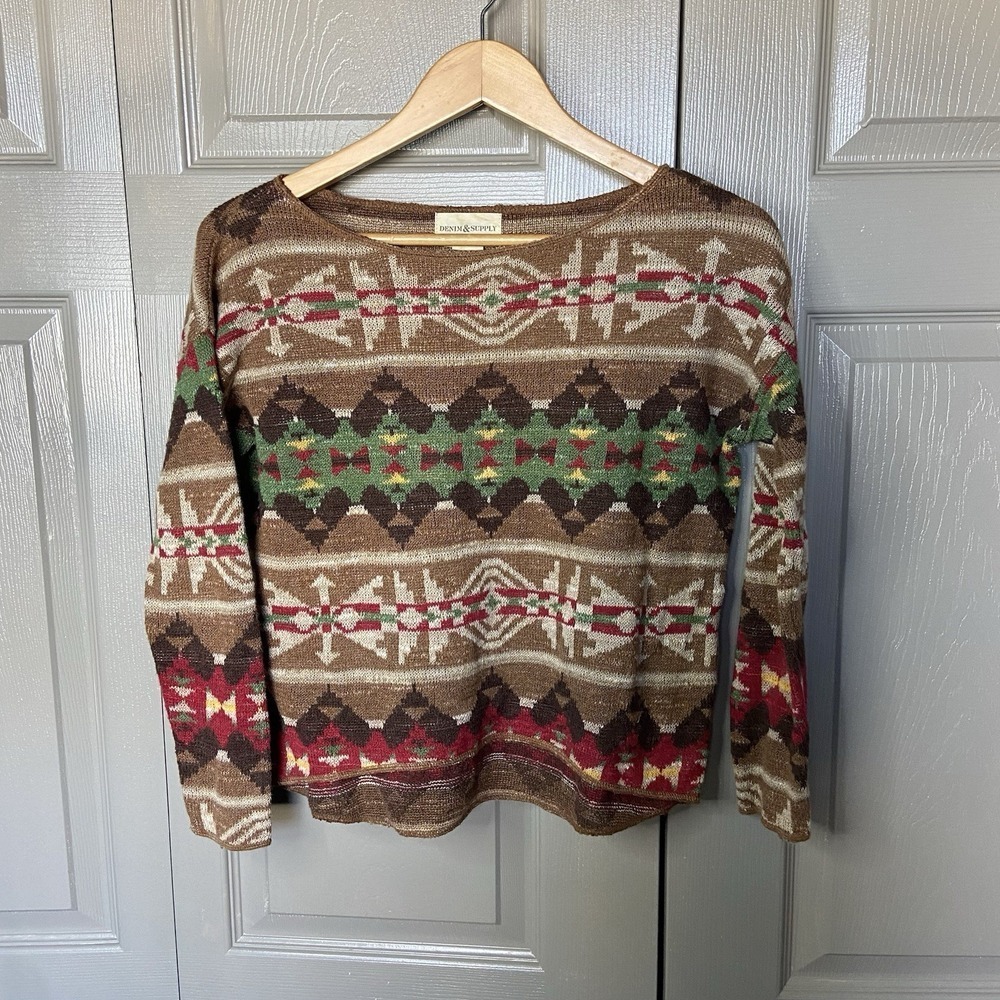 Polo Ralph Lauren Denim & Supply  Tribal Shirt Women's XS‎ Tribal Western Y2K